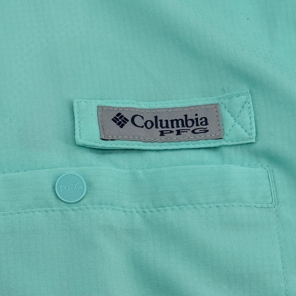 Columbia PFG Tamiami II Fishing Shirt Mens 4X Long Sleeve Aqua Green Omni-Shade - Picture 11 of 13